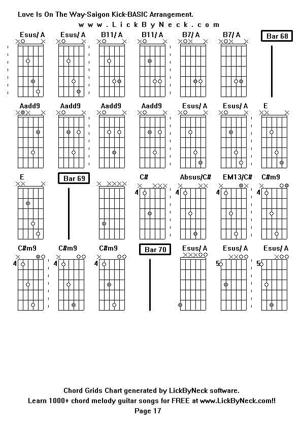 Chord Grids Chart of chord melody fingerstyle guitar song-Love Is On The Way-Saigon Kick-BASIC Arrangement,generated by LickByNeck software.